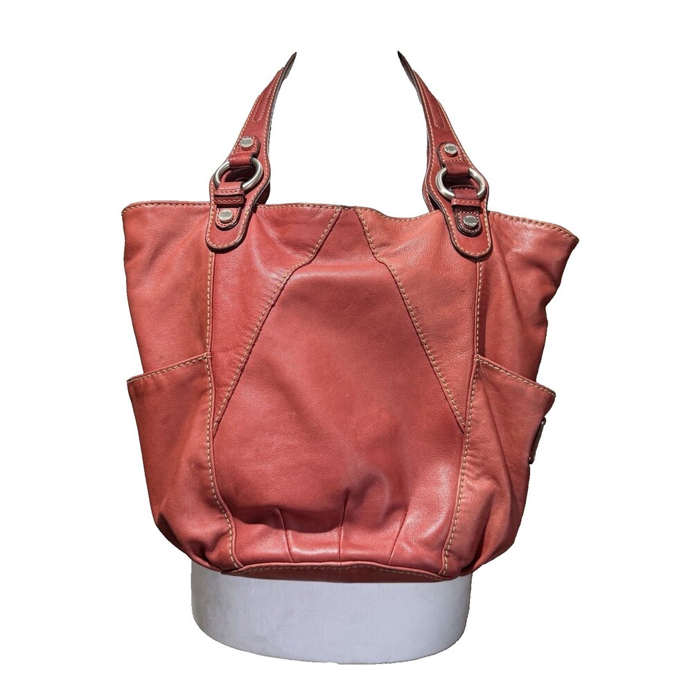 Vintage Boho Tignanello Red Leather Shoulder Bag Purse